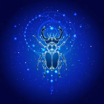 Vector illustration with hand drawn stag beetle Stock Illustration