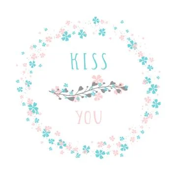 Vector illustration of hand drawn text KISS YOU Stock Illustration