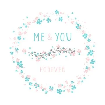 Vector illustration of hand drawn text ME AND YOU FEREVER Stock Illustration