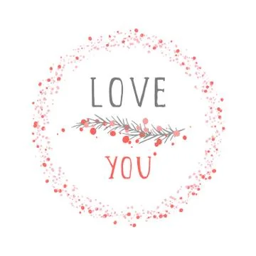 Vector illustration of hand drawn text LOVE YOU, Stock Illustration