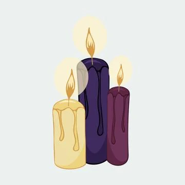 Vector illustration hand-drawn three candles with burning plaen Illustrazione stock