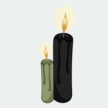 Vector illustration hand-drawn two candles with burning plaen Stock Illustration