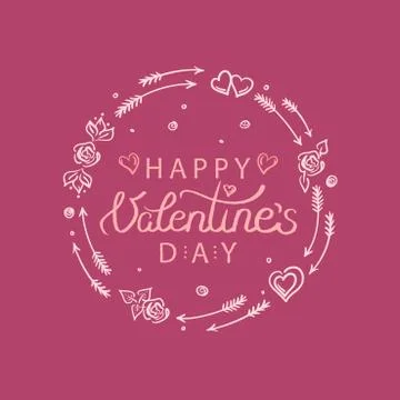 Vector illustration of hand drawn valentines day greeting card Stock Illustration