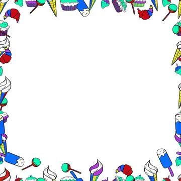 Vector illustration. Hand drawn vector border frame doodles. Seamless. Illustrazione stock