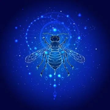 Vector illustration with hand drawn wasp Stock Illustration