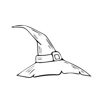 Vector illustration of a hand-drawn witch hat in doodle style Stock-Illustration
