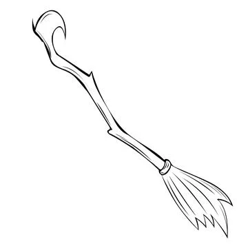 Vector illustration of a hand-drawn witchs broom. Illustration in the doodle Stock Illustration