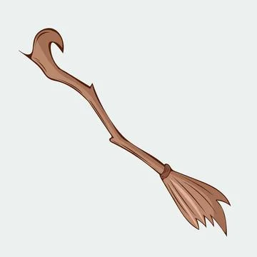 Vector illustration of a hand-drawn witchs broom. Illustration in the doodle Stock Illustration