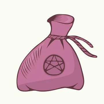 Vector illustration of a hand drawn witchs pouch Stock Illustration