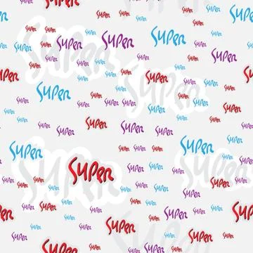 Vector illustration. Hand drawn word SUPER abstract background template. Stock Illustration