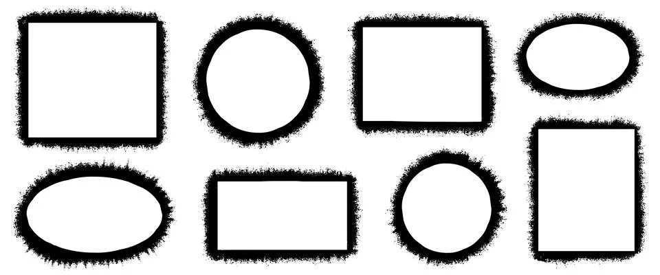 Vector illustration of hand drawning circle, oval, square line sketch set i.. Stock Illustration