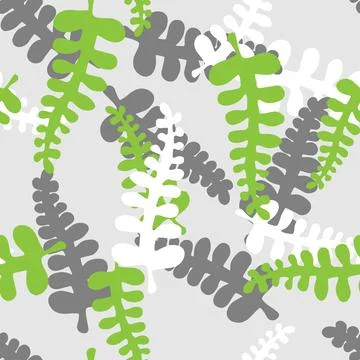 Vector Illustration Hand drown of green gray white fern leaves. Seamless pattern イラスト素材