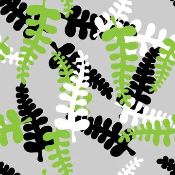 Vector Illustration Hand drown of green gray white fern leaves. Seamless pattern Stock Illustration
