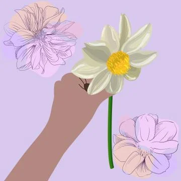 Vector illustration of a hand with a flower. Stock Illustration