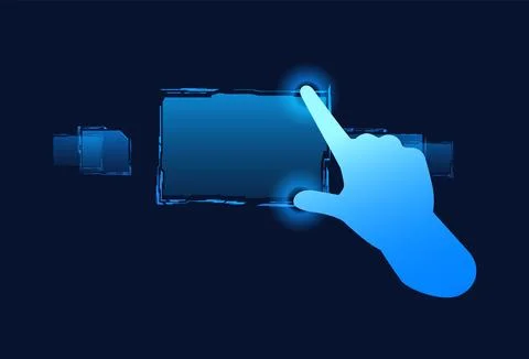 Vector illustration of hand gesture interface on isolated dark background. Stock Illustration
