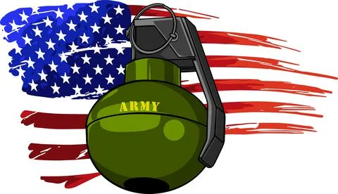 Vector illustration of Hand grenade with american flag Illustrazione stock