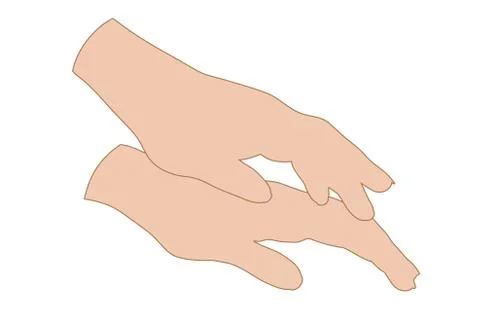 Vector illustration of a hand holding another hand. Symbol of family, care, s Stock Illustration