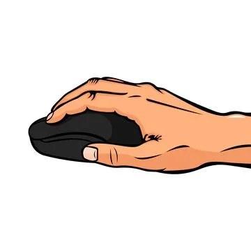 Vector Illustration of a Hand Holding a Computer Mouse Side View Stock Illustration