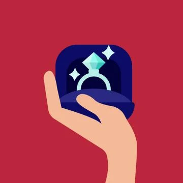 Vector illustration of a hand holding a diamond ring icon Stock Illustration