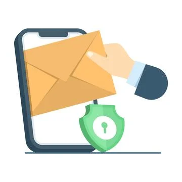 Vector illustration of a hand holding an envelope with unread smartphone message イラスト素材