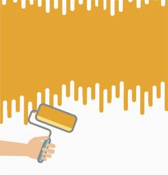 Vector illustration of hand holding paint roller with paint. Stock Illustration