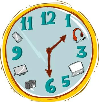Vector illustration of a Hand made clock Vector Illustration. Stock Illustration