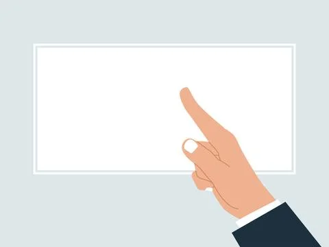  Vector illustration of a hand pointing a finger at a blank poster or temp... Stock Photos
