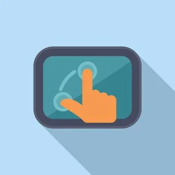 Vector illustration of a hand pressing a button on a digital touchscreen, with a Stock Illustration