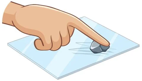 Vector Illustration of Hand Testing Glass Hardness with a Sharp Rock イラスト素材