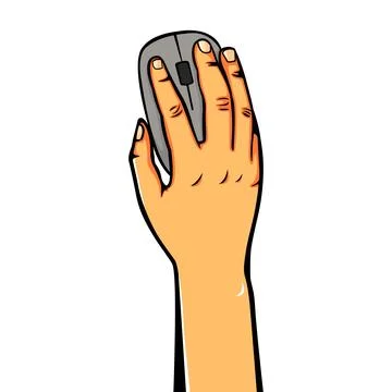 Vector Illustration of a Hand Using a Computer Mouse Top View Stock Illustration