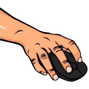 Vector Illustration of a Hand Using a Computer Mouse Front View Stock Illustration