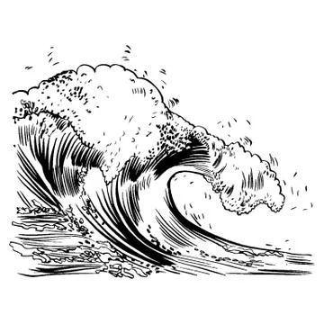 Vector Illustration of handdrawn handpicked waves Stock Illustration