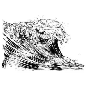 Vector Illustration of handdrawn handpicked waves Stock Illustration