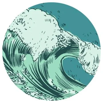 Vector Illustration of handdrawn handpicked waves Stock Illustration