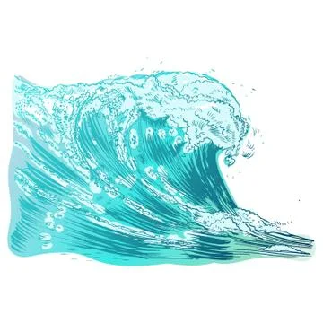 Vector Illustration of handdrawn handpicked waves Stock Illustration