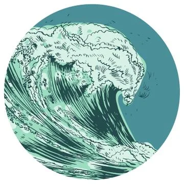 Vector Illustration of handdrawn handpicked waves イラスト素材