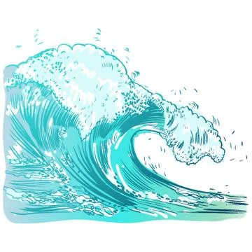 Vector Illustration of handdrawn handpicked waves Stock Illustration