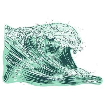 Vector Illustration of handdrawn handpicked waves Illustrazione stock