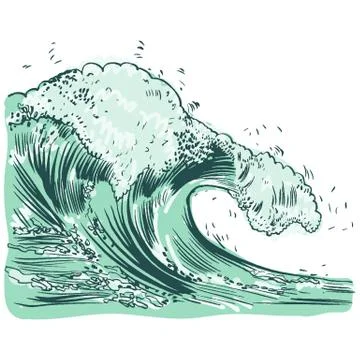 Vector Illustration of handdrawn handpicked waves Stock Illustration