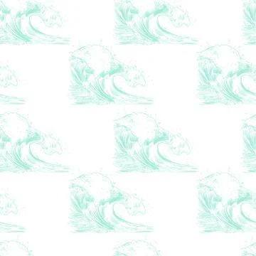 Vector Illustration of handdrawn handpicked waves Stock Illustration