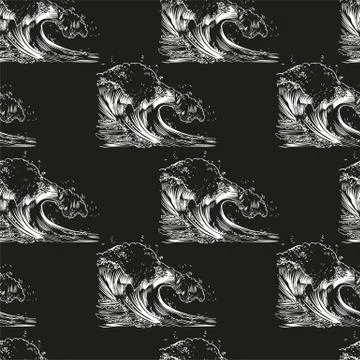 Vector Illustration of handdrawn handpicked waves Stock Illustration