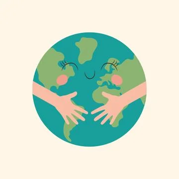 Vector illustration of hands hug planet earth. Concept of World Environment Day Stock Illustration
