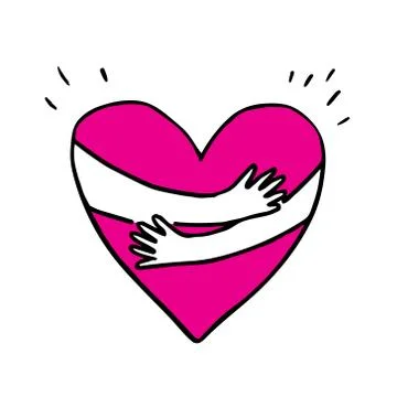 Vector illustration with hands hugging a heart Stock Illustration