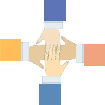 Vector illustration of hands placed together in a stack Stock Illustration