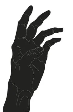 Vector illustration of hands, silhouette drawing, vector Stock Illustration
