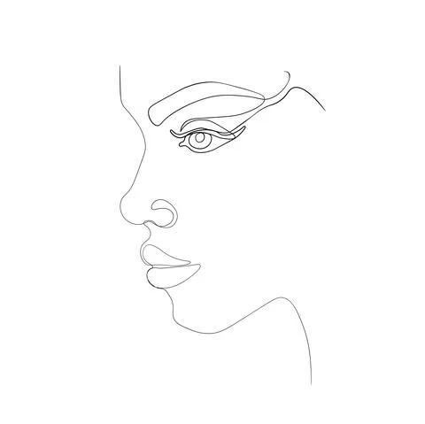 Vector illustration handsome face in minimalistic modern style. Outline line art Illustrazione stock