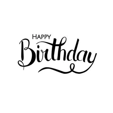 Vector illustration Handwritten modern brush lettering of Happy Birthday on Stock Illustration