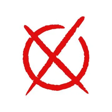 Vector illustration of handwritten red cross sing in circle. Stock Illustration