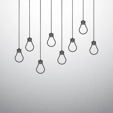 Vector illustration with hanging light bulbs Stock Illustration