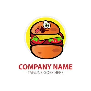 Vector illustration Happy Burger Logo. Stock Illustration